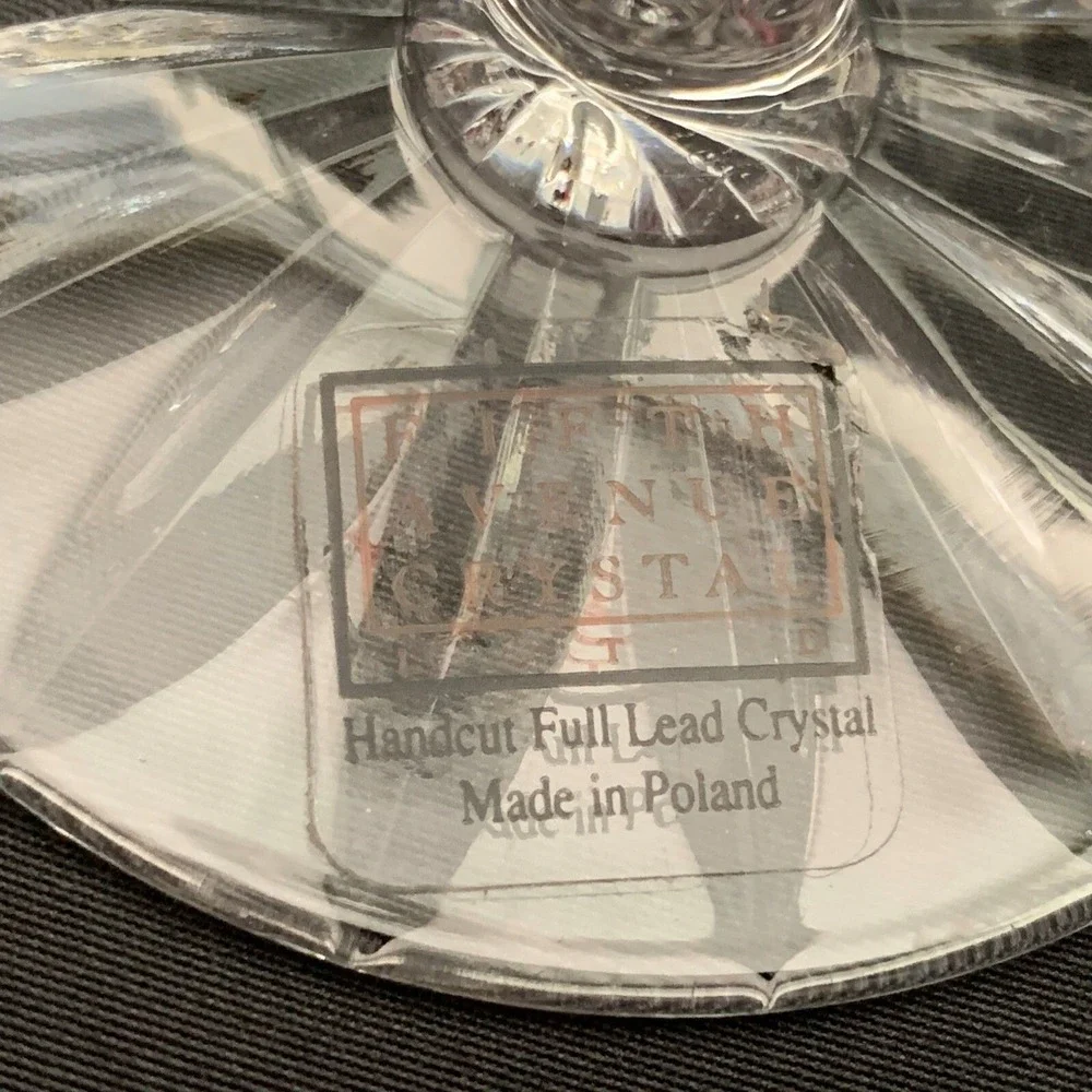 Fifth Avenue Crystal Clear Glass Candle Holders Lot of 2 Pair Hand Cut Full Lead